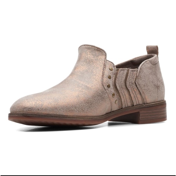 Clarks Shoes - New Clarks womans Trish Bell Gun Metal studded slip on loafer Size 12